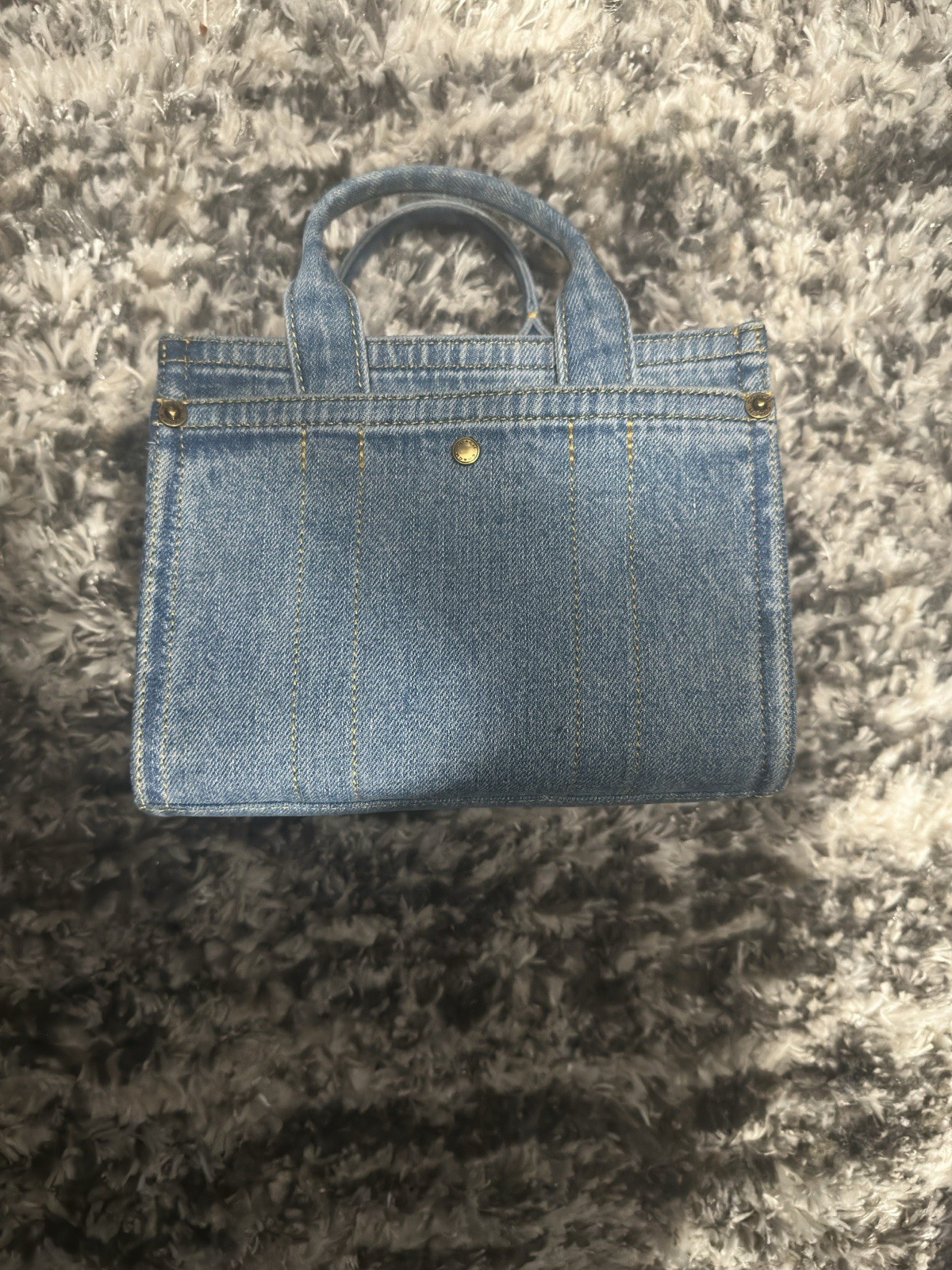 Coach Blue Logo Small Satchel Top Handle, Zip/Turn Lock, Detachable Strap