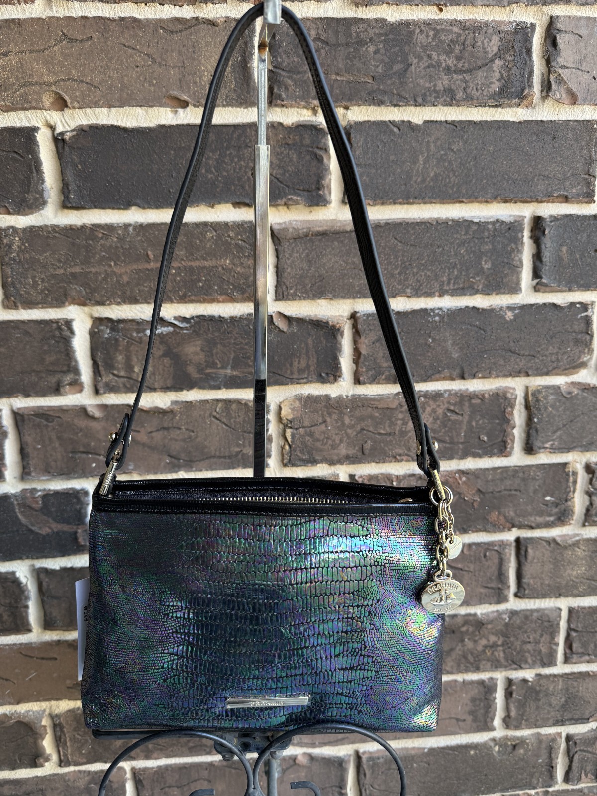 NWT $185 Brahmin LORELEI Shoulder Bag Multi Symphonic Leather lizard holographic