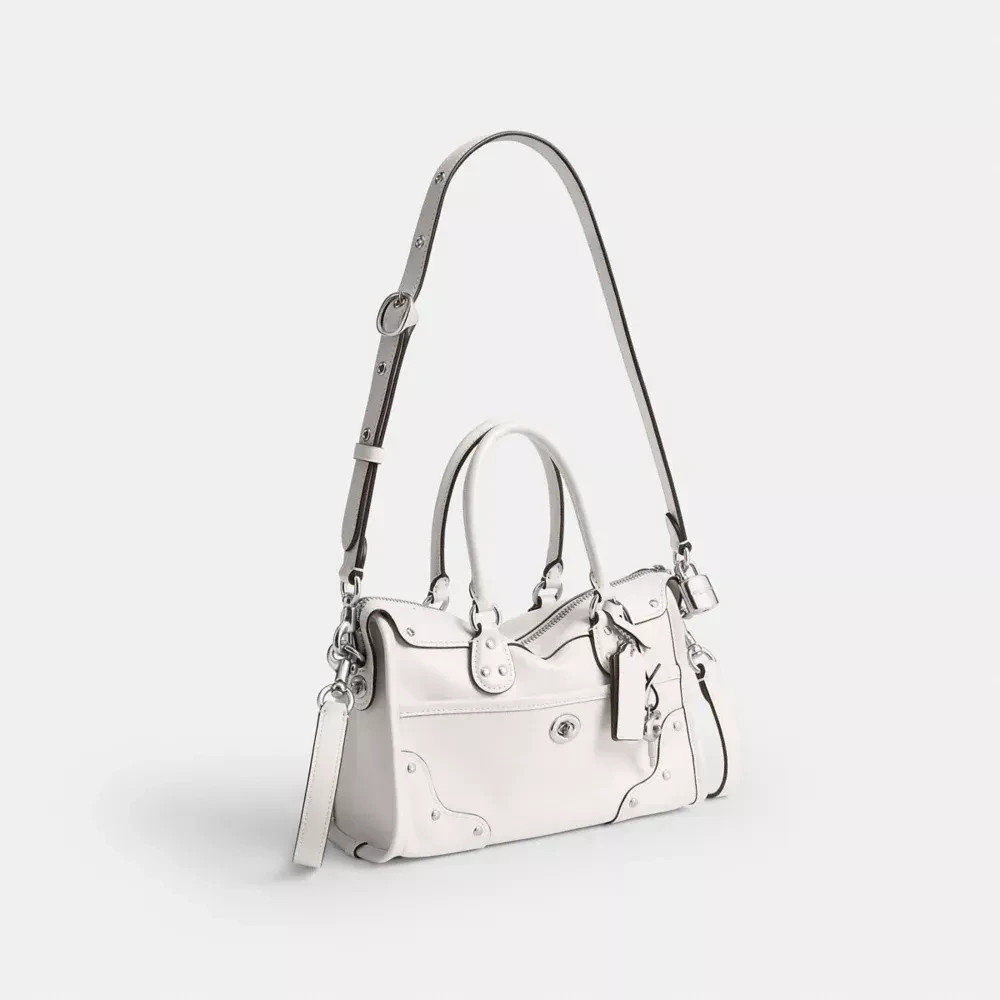 COACH Rhyder Satchel Bag 24 CFN69 LHCHK Chalk Glazed Leather 3way Shoulder Bag
