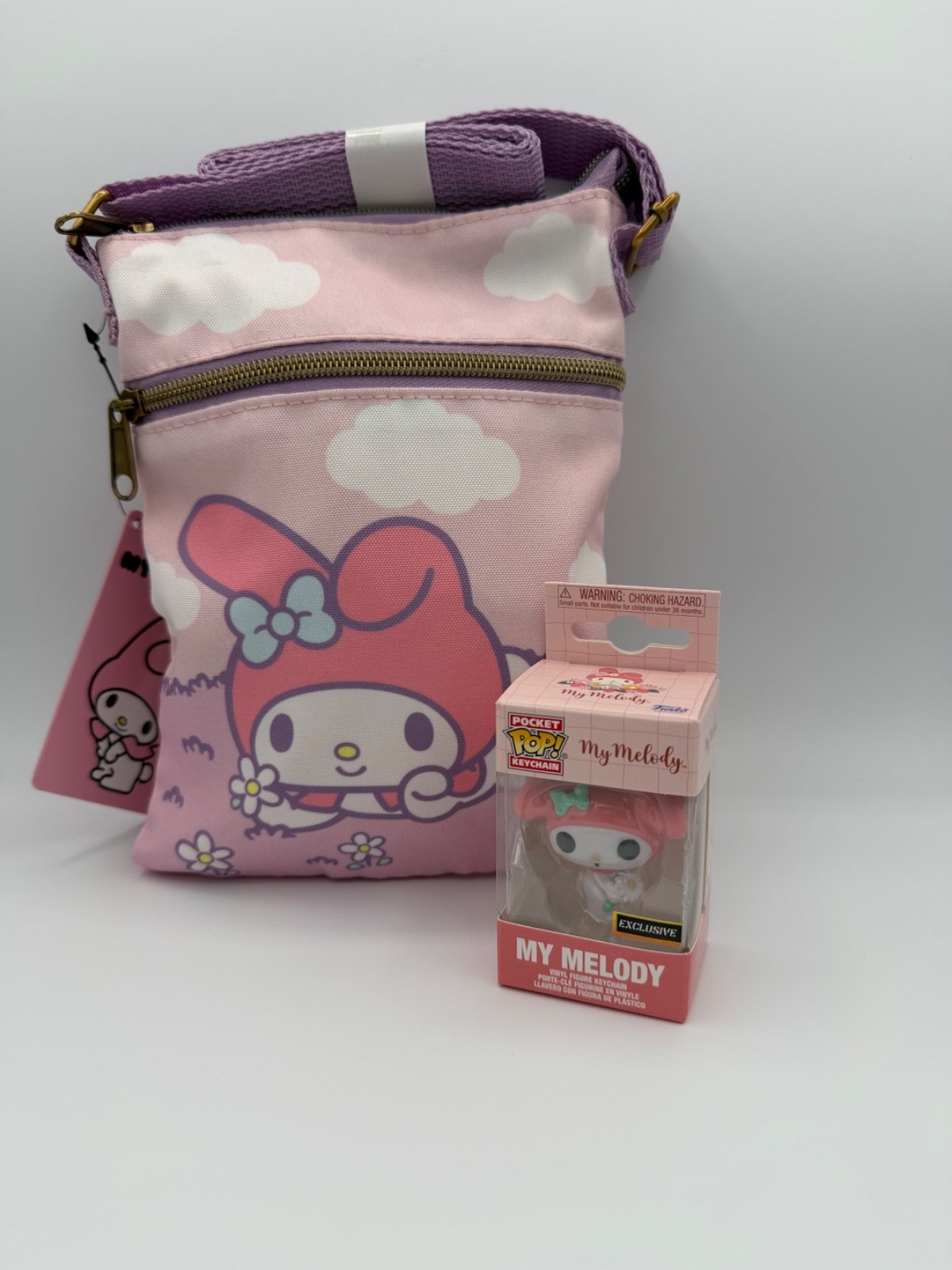 Loungefly Sanrio My Melody Passport Crossbody + Bonus Funko Vinyl Keychain NEW
