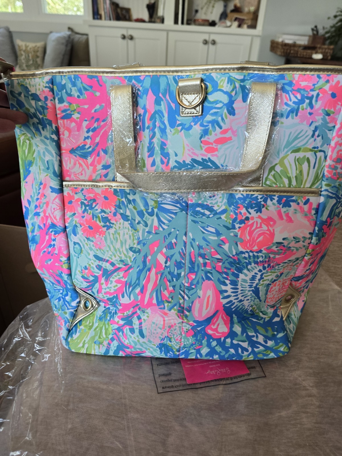 NWT Lilly Pulitzer Large Multi Tote Backpack Neoprene Fish My Wish Repaired