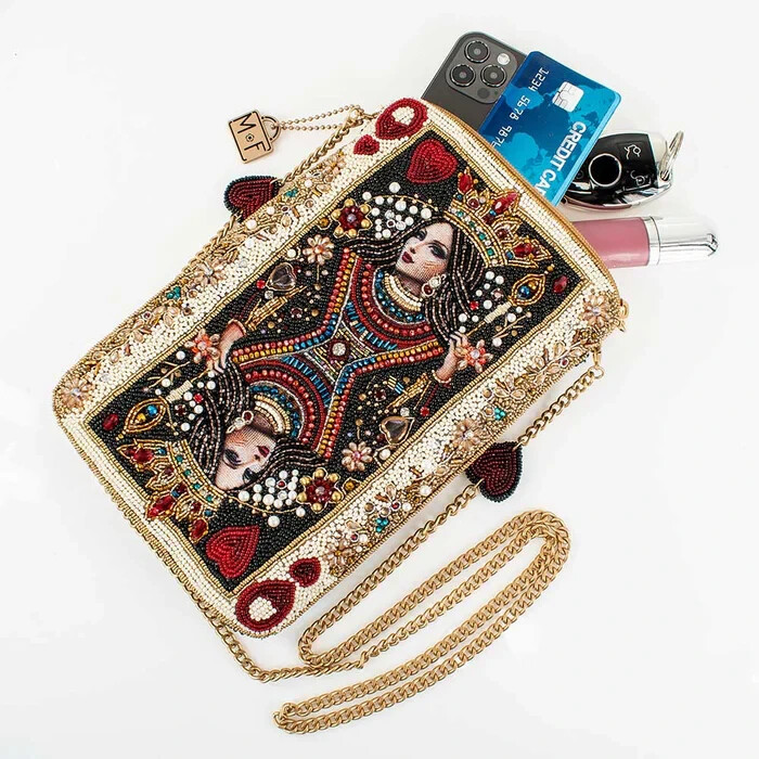 Mary Frances The Queen Mini Hand Beaded Crystal Jeweled Clutch Crossbody Bag NWT