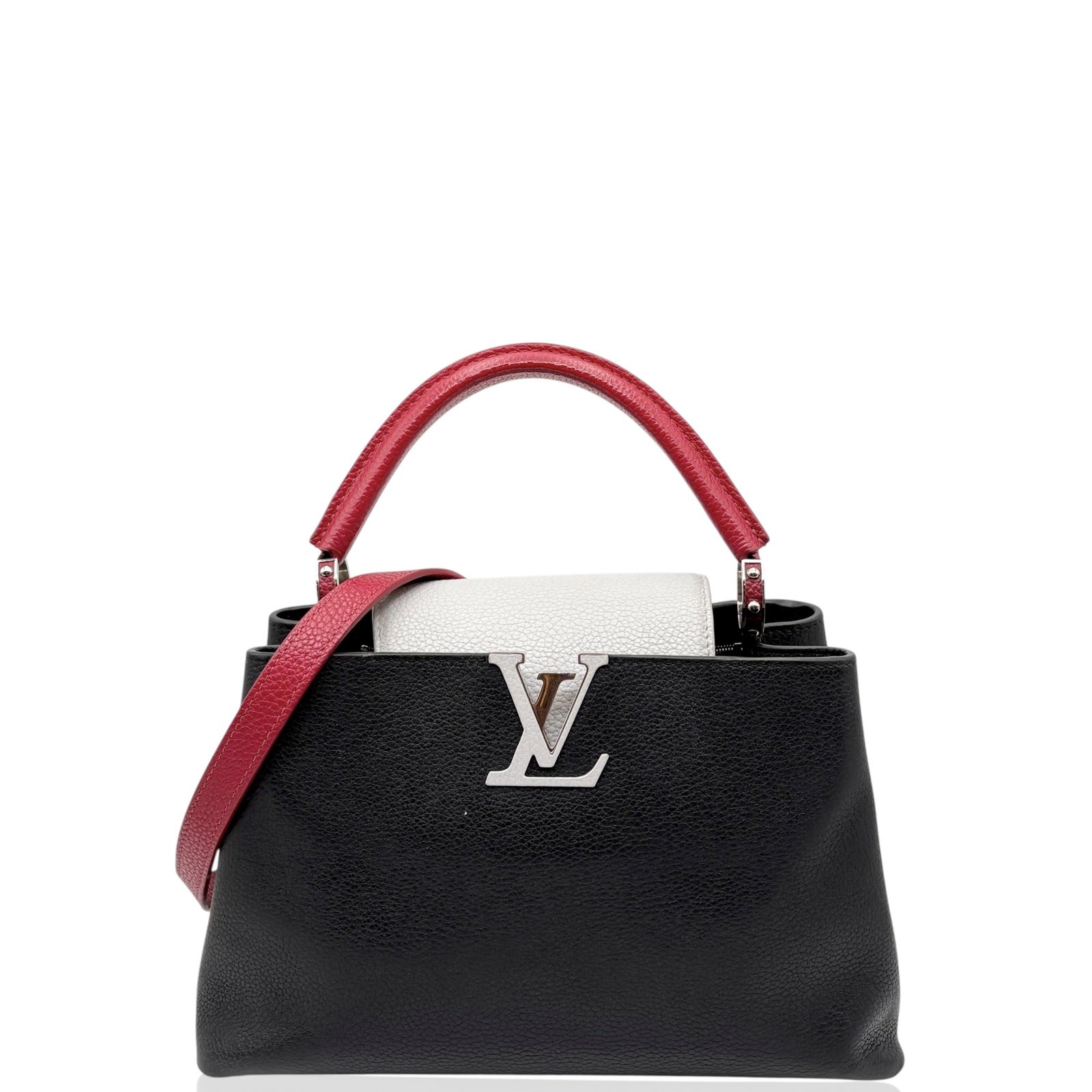 Louis Vuitton Capucines Pm White Red Black Grained Calfskin (dh010726h2)