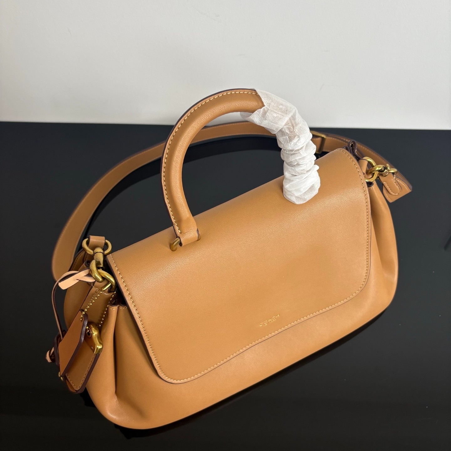 COACH Slouchy Rogue Top Handle Bag CCC39 Honey Brown