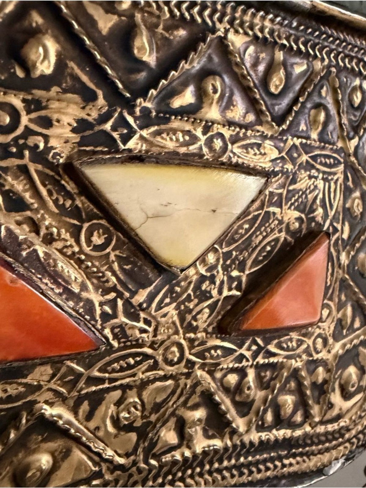 Moroccan Hammered Brass Mosaic Inlay Evening Bag Purse Boho Festival Artisan