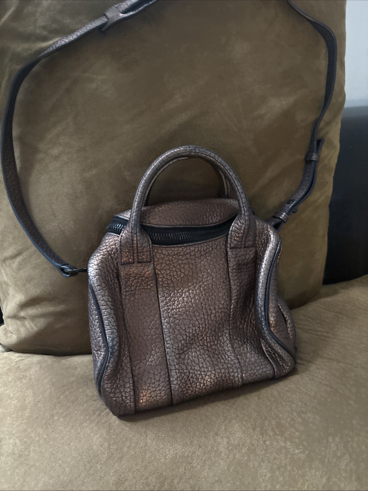 Alexander Wang Metallic Bronze Pebbled Leather Mini Rockie Bag