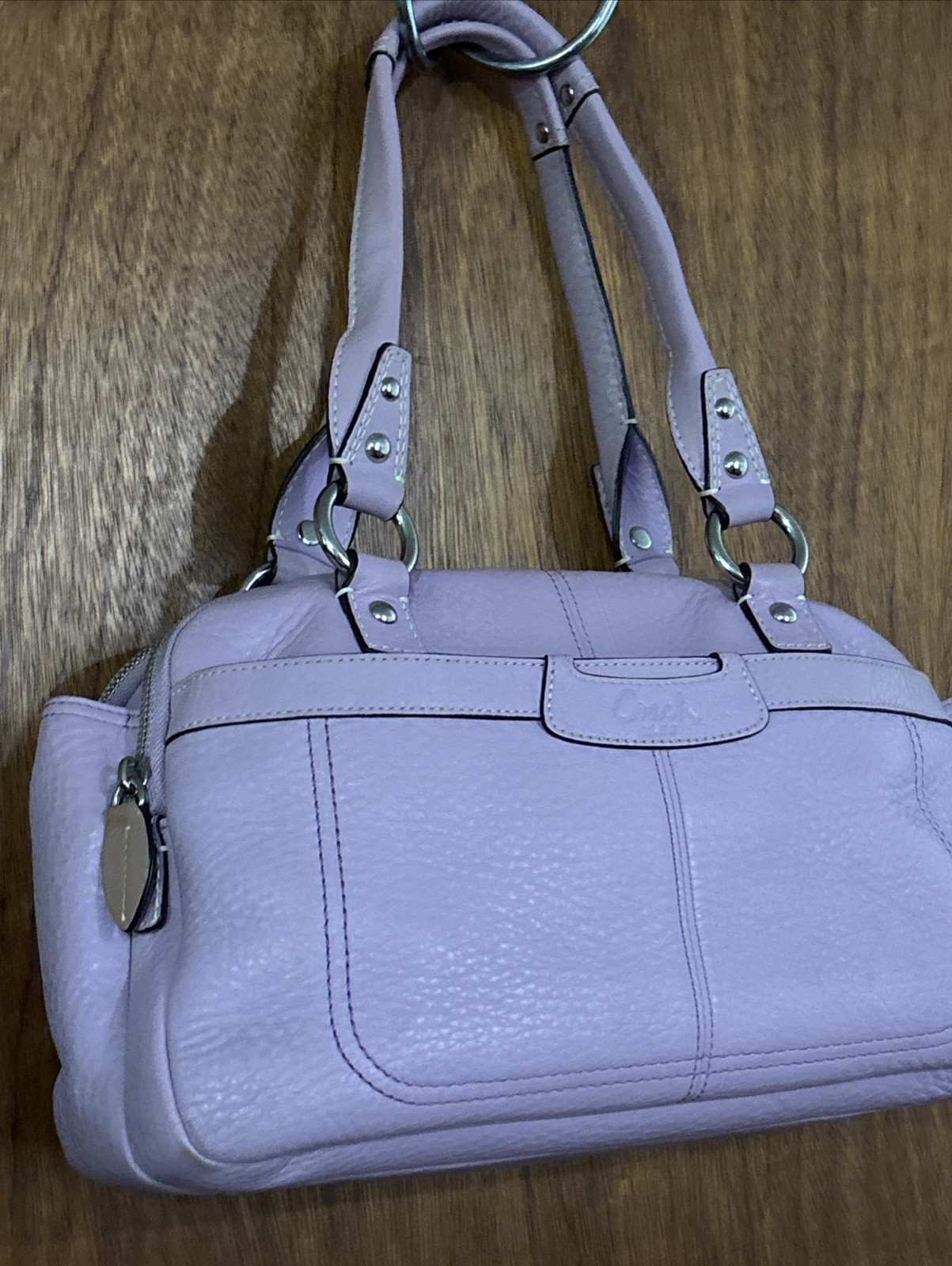 Authentic Coach M0971-F14685 Penelope Lilac Pebbled Leather Satchel