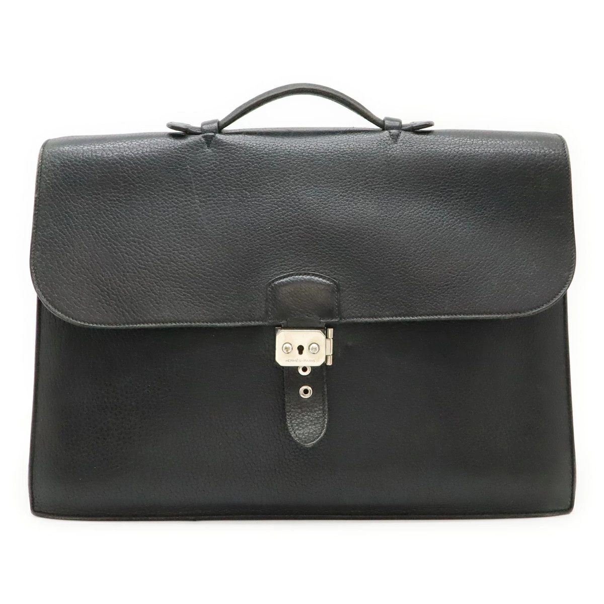 Hermes Sac à Dépêches 41 Briefcase Solid Black Unisex Bag #BLB1316