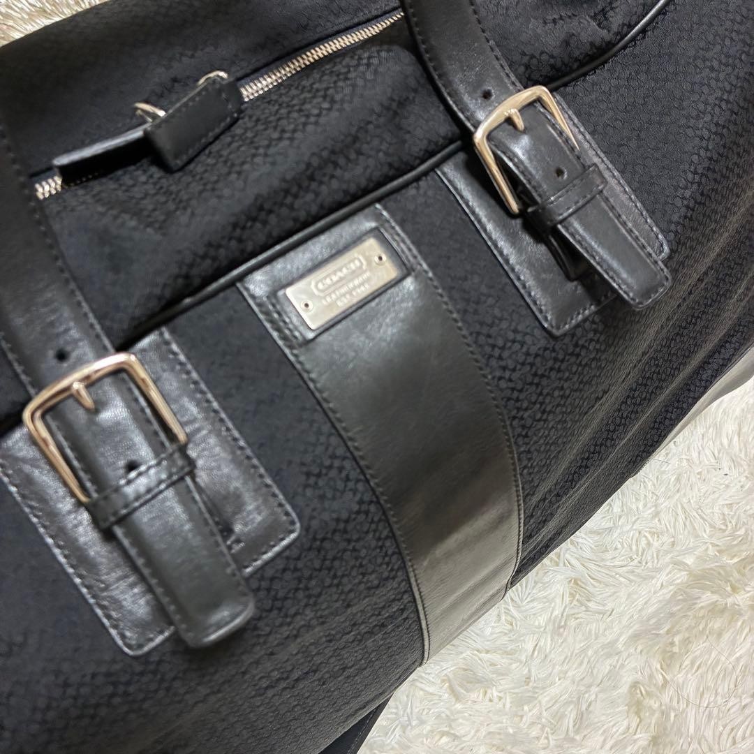 Rare COACH Boston Bag Signature Leather Canvas Black