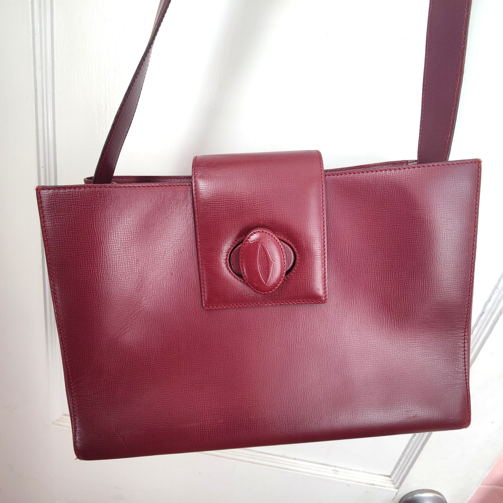 CARTIER Must de Cartier Shoulder/Crossbody Bag Bordeaux Authentic VTG
