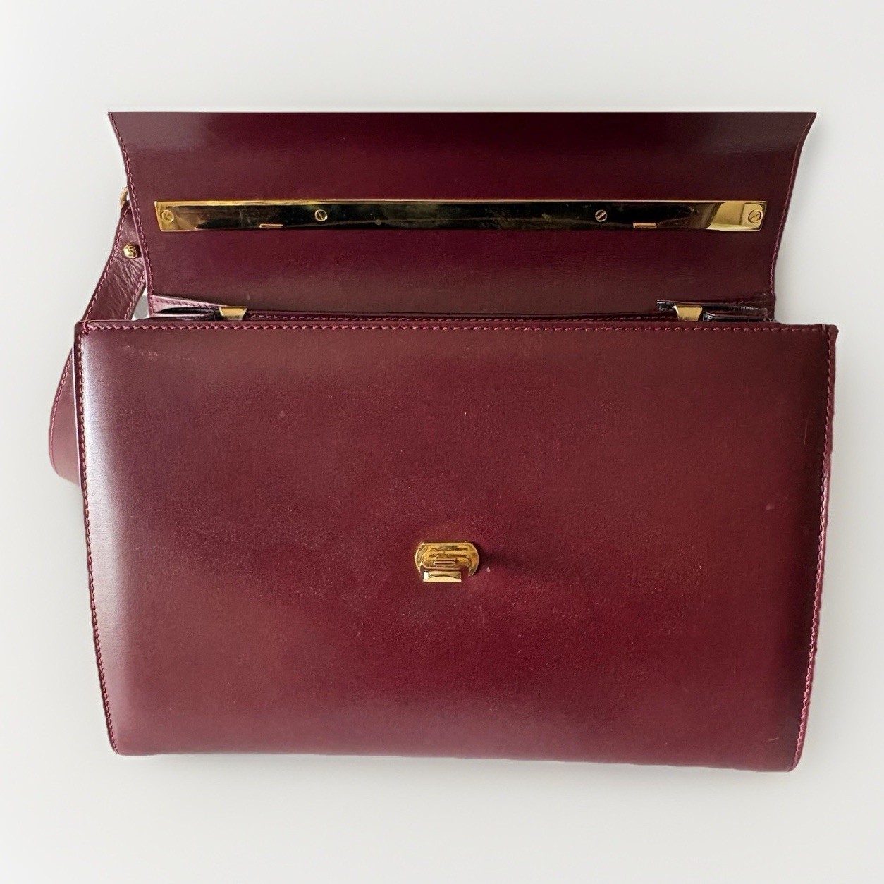 Authentic BALLY Hand bag Burgandy Leather From Japan 01058