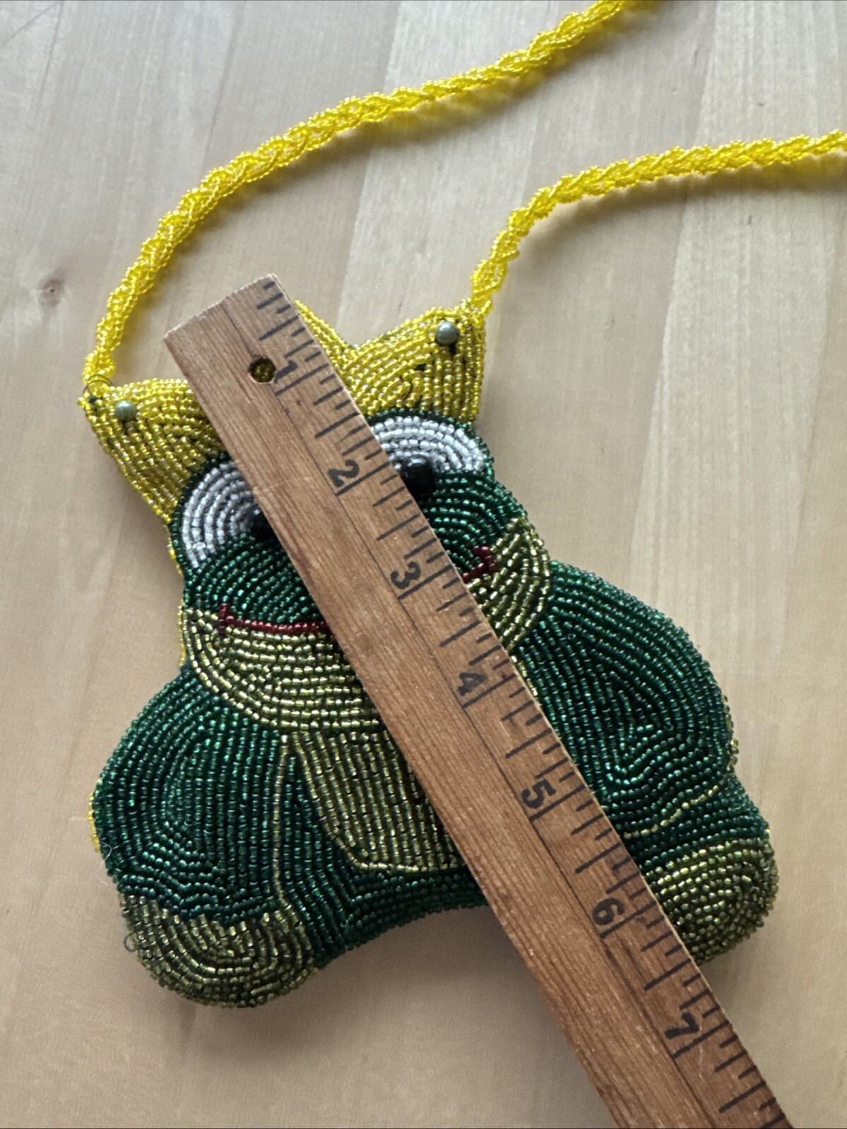 C. Marie Beaded Happy Frog Prince King Zip Coin Purse Crossbody