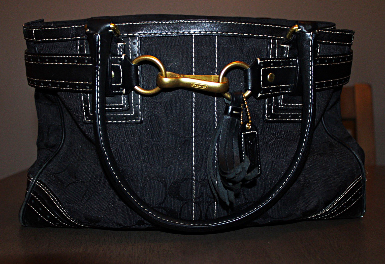 Coach Signature Carryall Satchel from 2008 with gold hardware