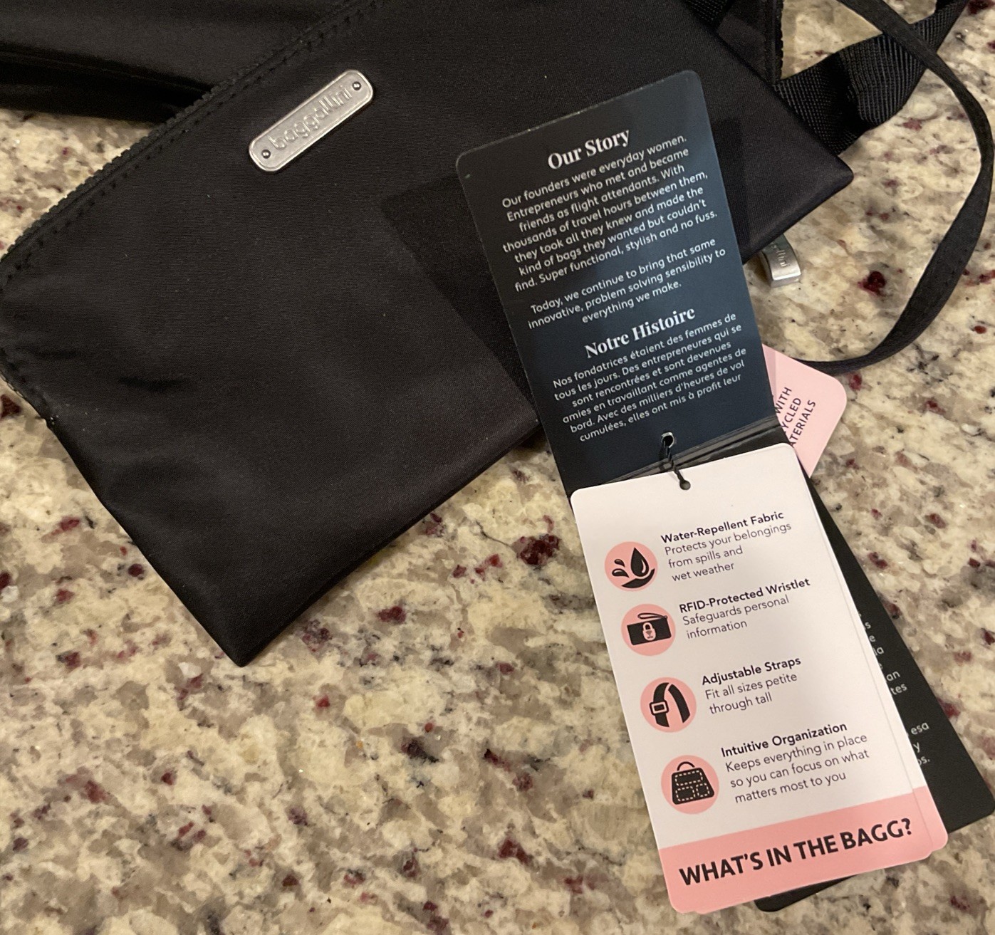 BAGGALLINI ON THE GO BAG w/RFID Wristlet OGB138B0090 BLACK MSRP $95 NWT