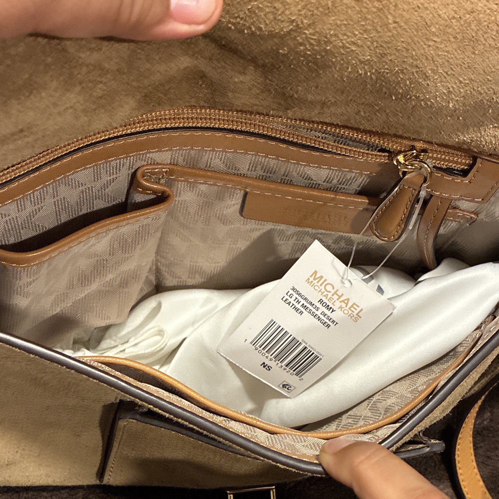 Michael Kors Tan Satchel Top Handle Detachable Crossbody Strap Turn Lock Zip