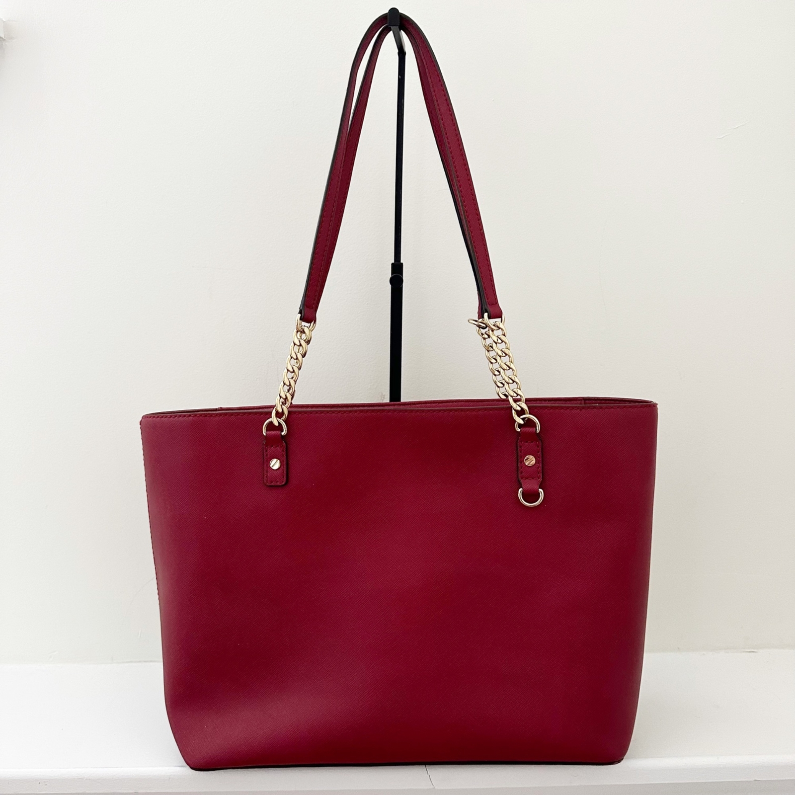 Michael Kors Jet Set Chain East West Top Zip Leather Tote Bag Red