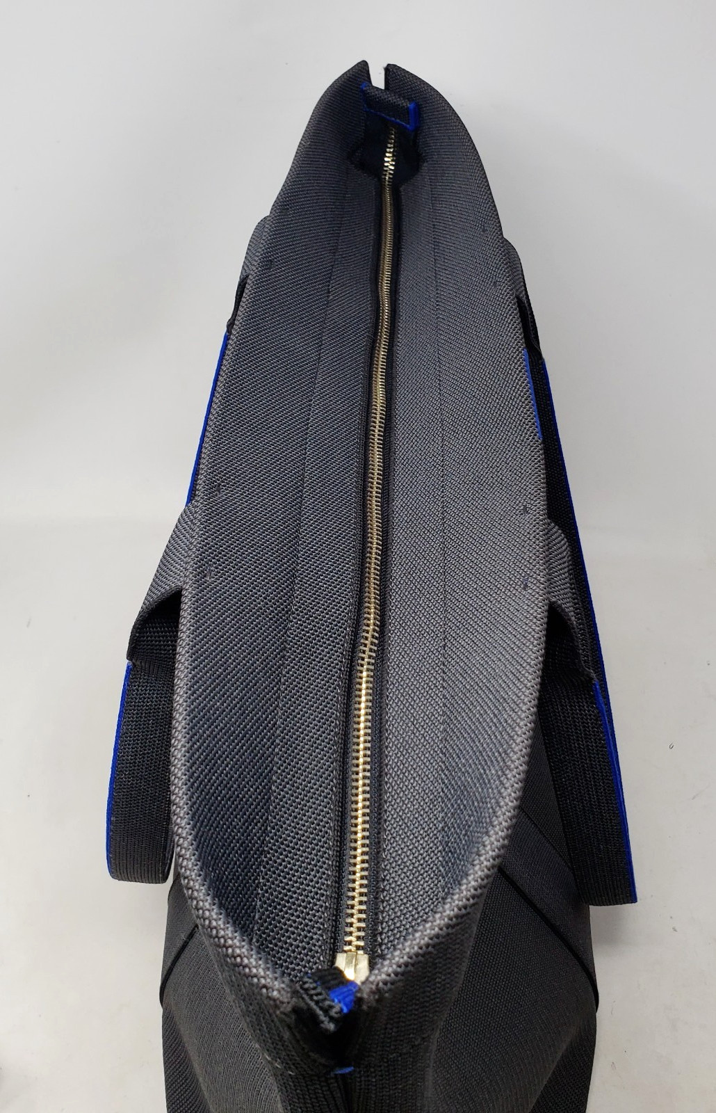 Rothy’s The Essential Tote Dark Grey Blue Trim Large Beach Work Office Bag