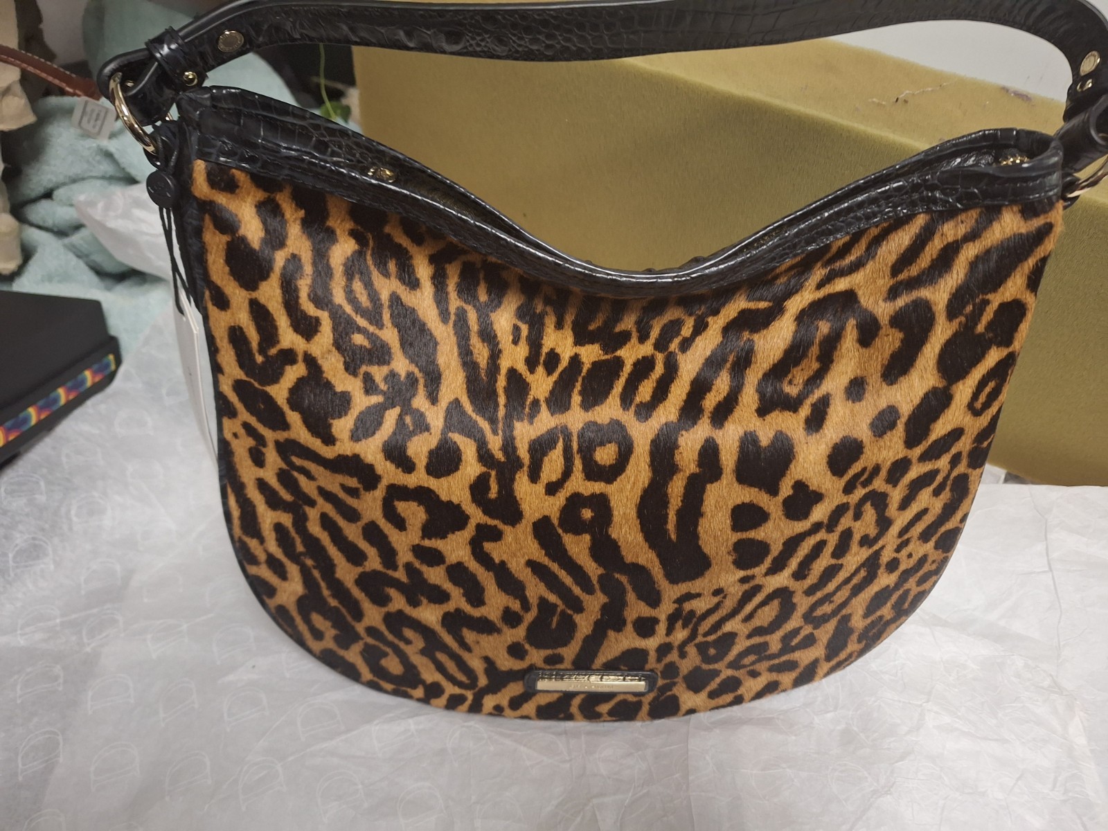 Brahmin Damson Collection Kathleen Leopard Slouchy Shoulder Bag