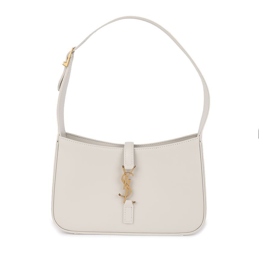 SAINT LAURENT YSL LE5A7 Calfskin Handbag Women’s White 9.1×2.6×6.3 in