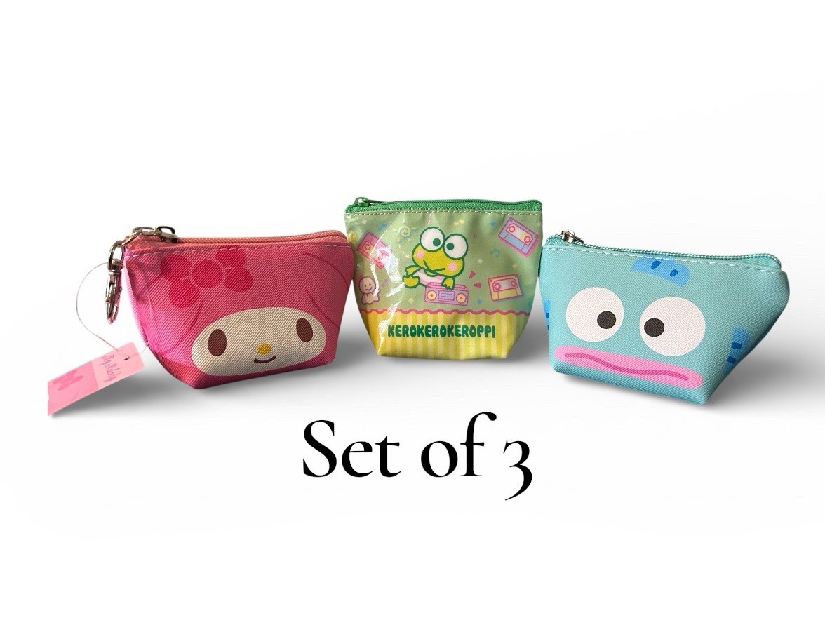 (Set of 3) Clearance Melody Hangyodon Keychain MakeUp Key Charm Pouch Organizer
