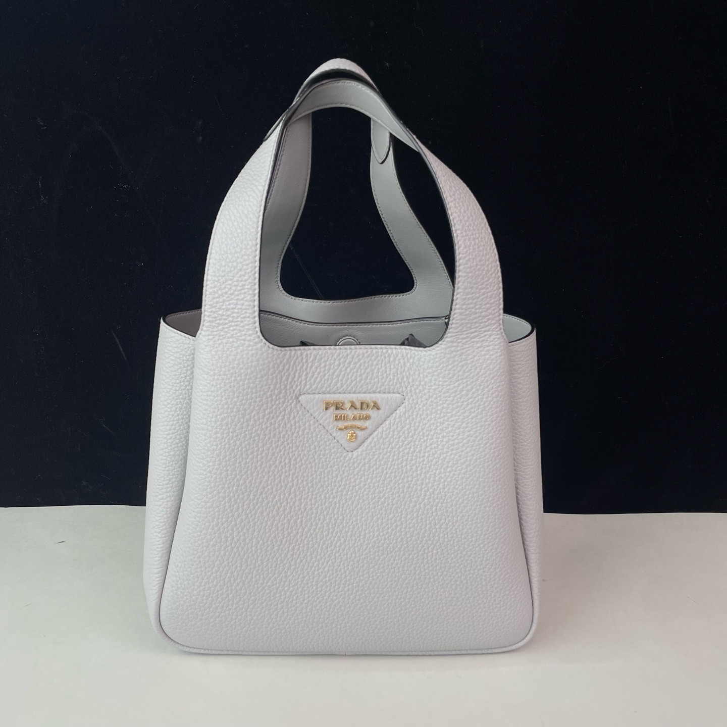 Prada Tote Collection Normal Size Light Grey Cowhide Leather Daily Tote Duty Pai