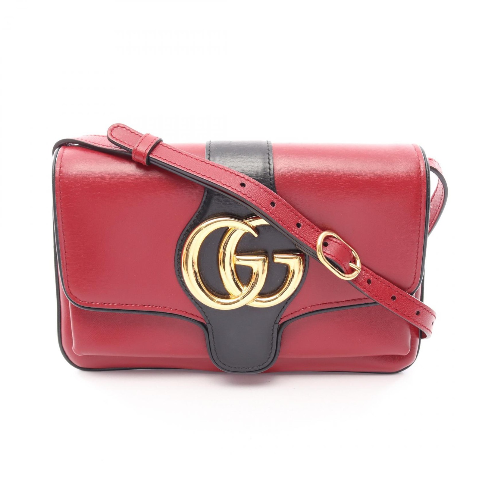 GUCCI Arli Small GG Marmont Shoulder crossbody Bag 550129 leather Red Black Used