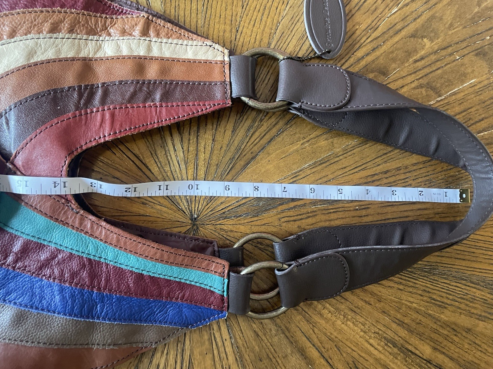 Wilsons Leather Multicolor Patchwork Shoulder Bag Brown Strap Zip Magnetic