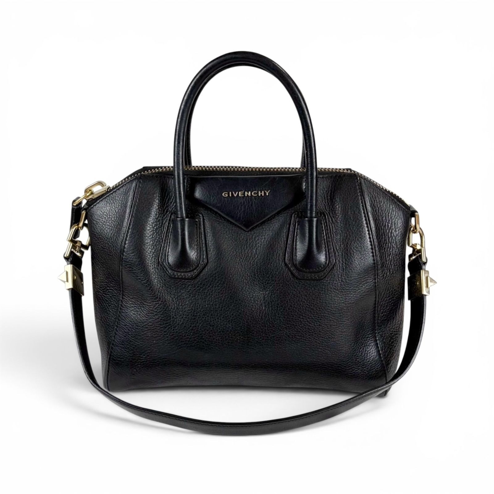 Givenchy Antigona Small Black Leather 2Way Shoulder Satchel Bag Italy Auth Rare