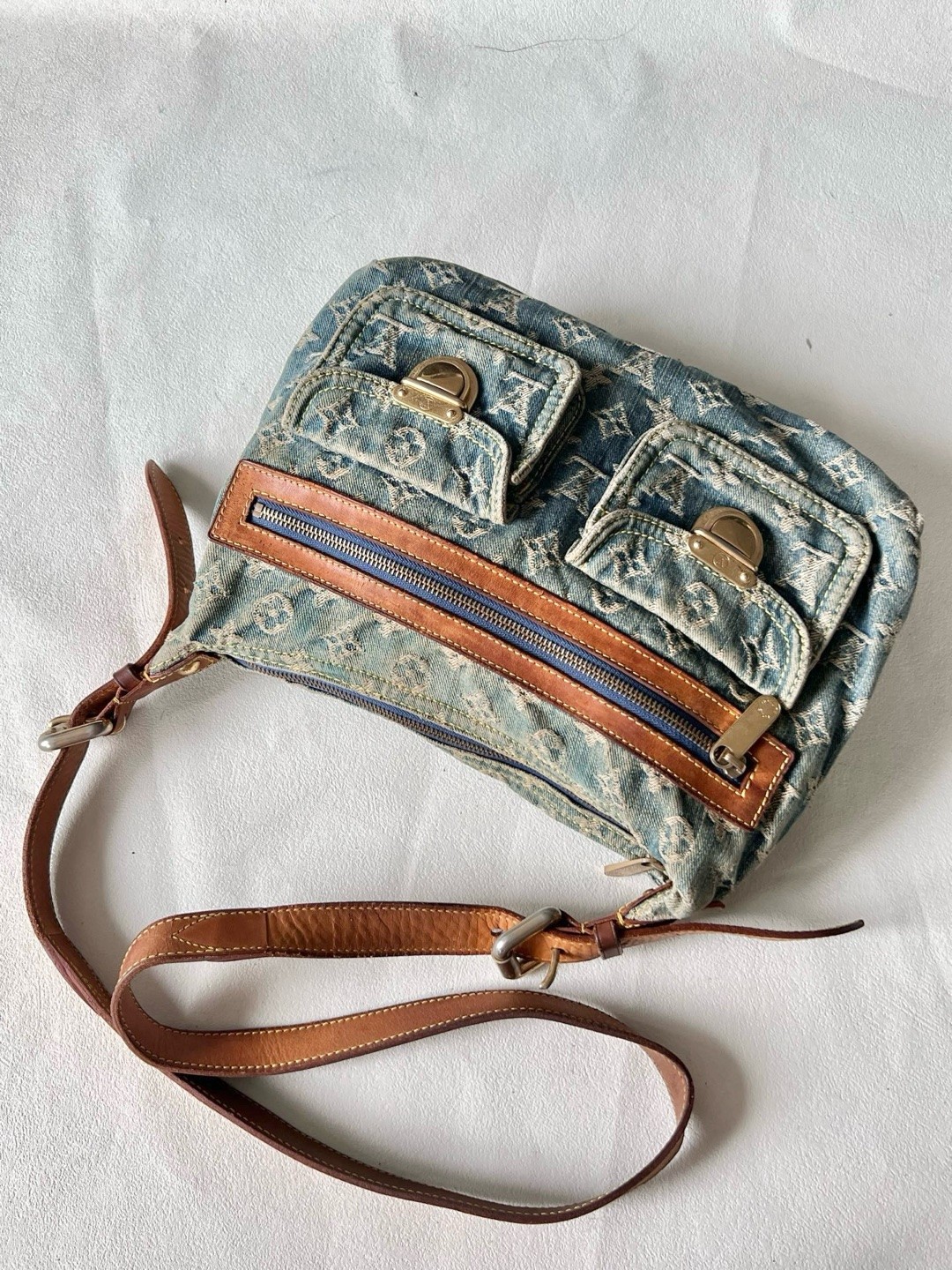 Louis Vuitton Monogram Denim Baggy Normal Blue Denim Shoulder&Crossbody Bag Duty