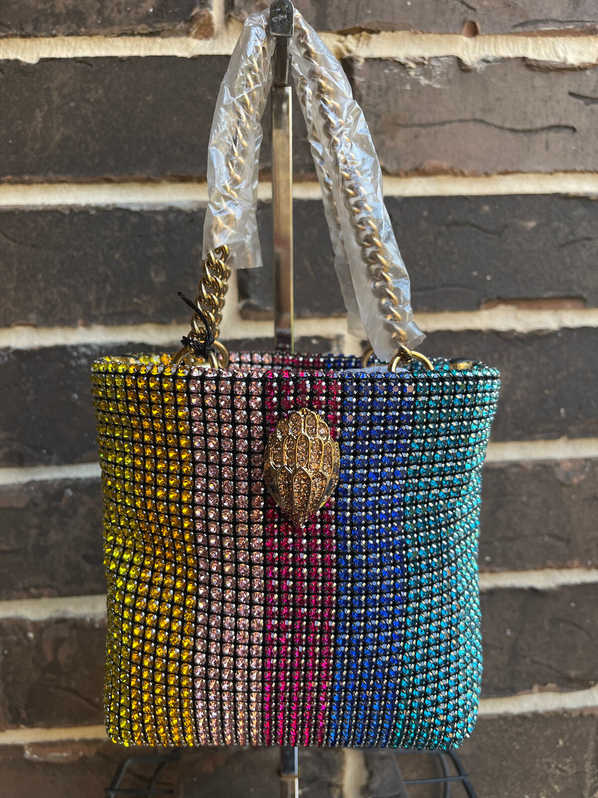NWT Kurt Geiger London Multi Color CRYSTAL RHINESTONE MINI DRENCH PARTY TOTE