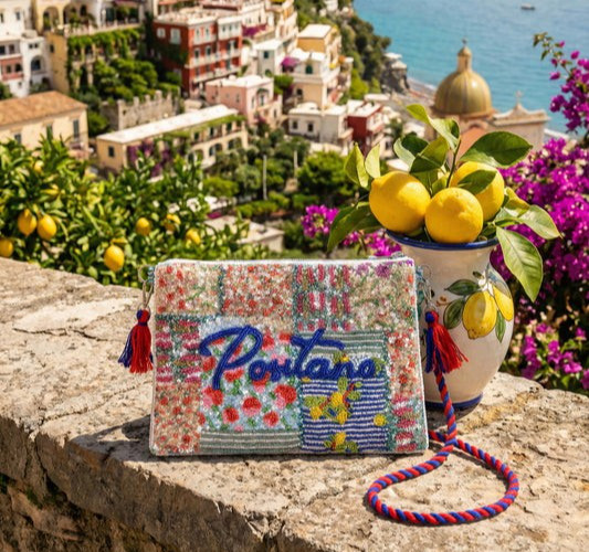 ANTICA SARTORIA 2026 BEADED PATCHWORK POSITANO PURSE NWT