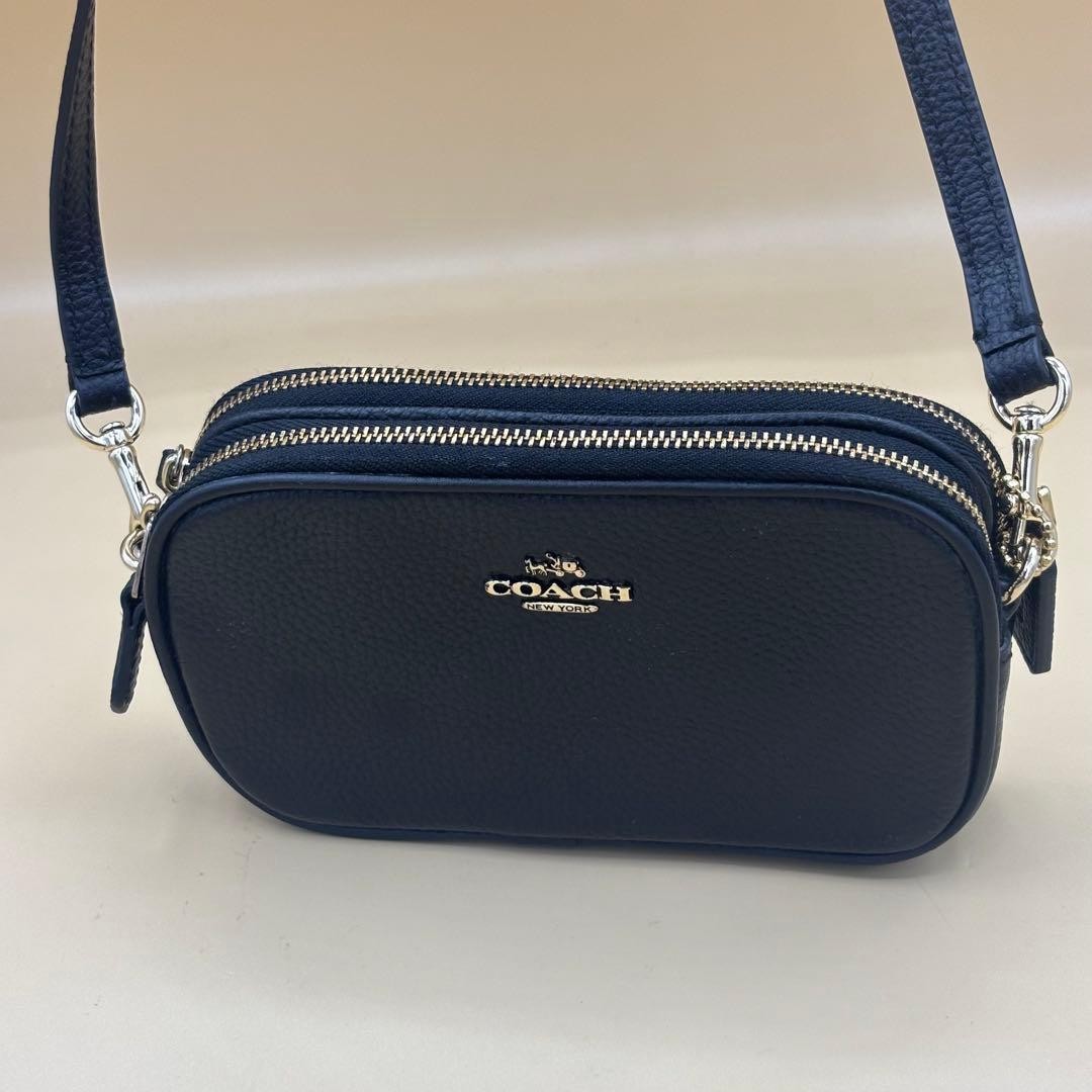 COACH leather double zipper shoulder bag