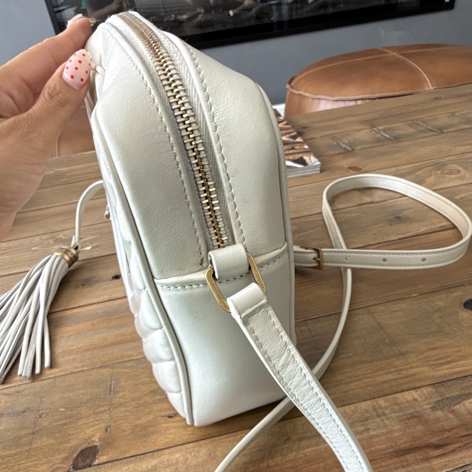 AUTHENTIC Saint Laurent Lou Camera Bag Quilted Leather Crossbody Gold