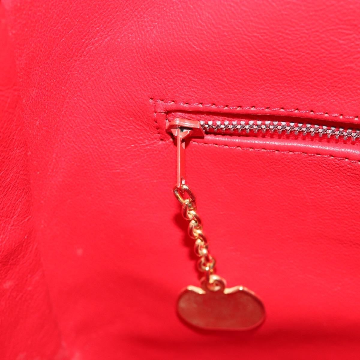 CELINE Circle Shoulder Bag Leather Bordeaux Gold Auth 181718