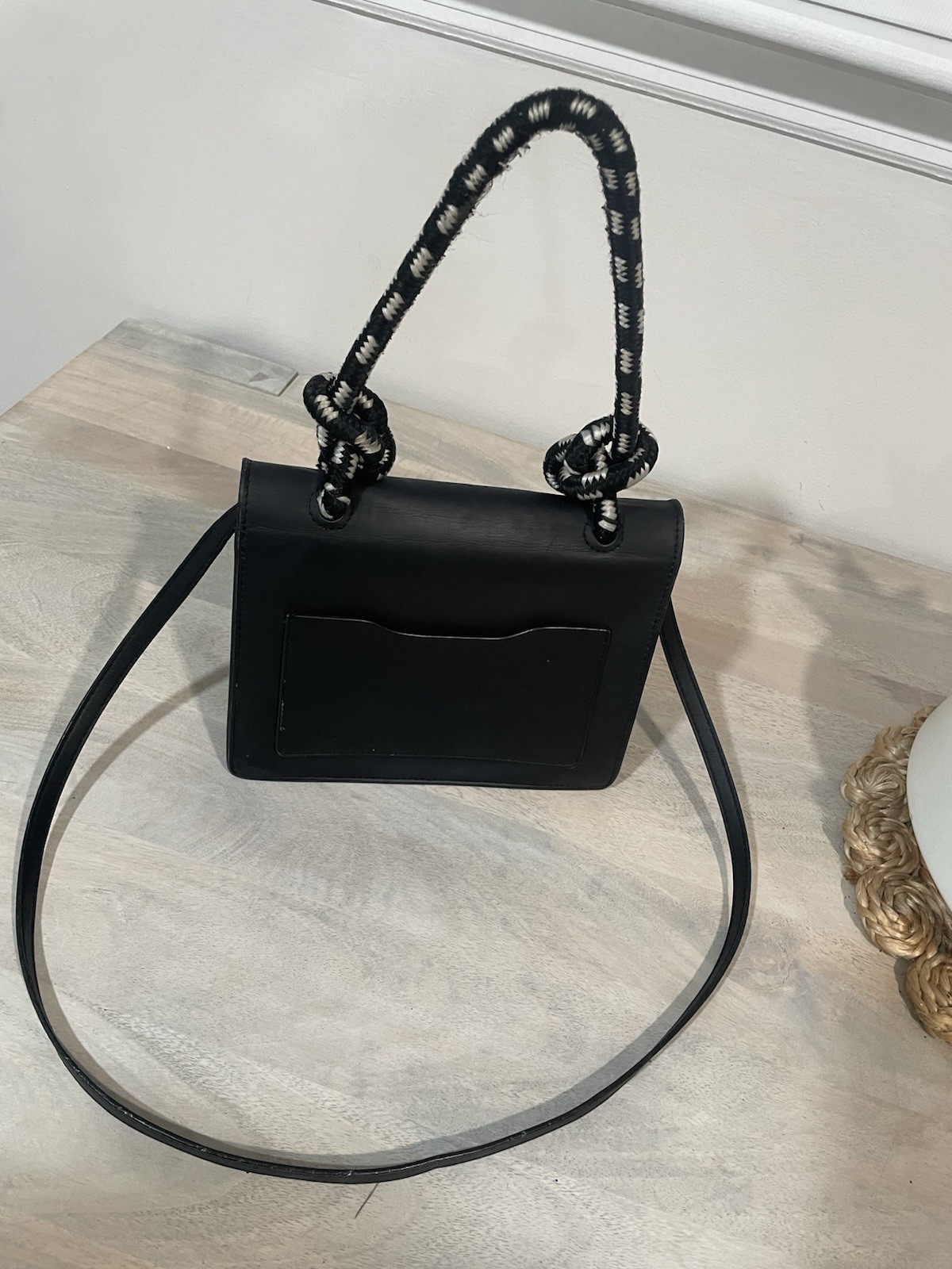 Off White 1.4 Jitney Medium Black Leather Top Handle Bags(Read Description)