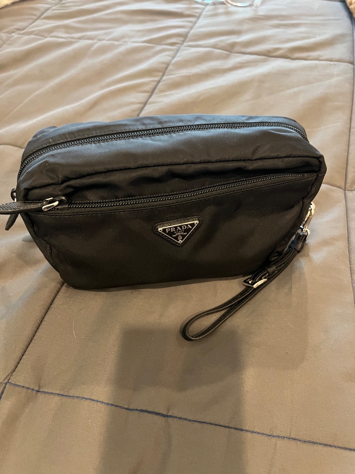 Prada Triangle Logo Plate Handbag Wristlet