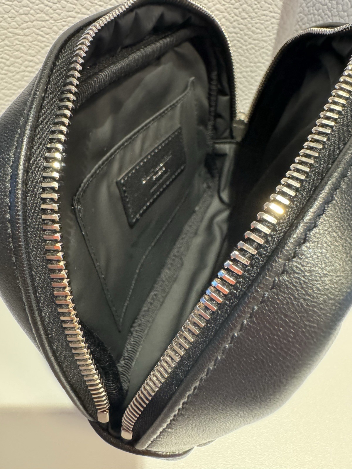 Saint Laurent Monogram Chevron Lambskin Cosmetic Pouch Black Italy Dust Bag