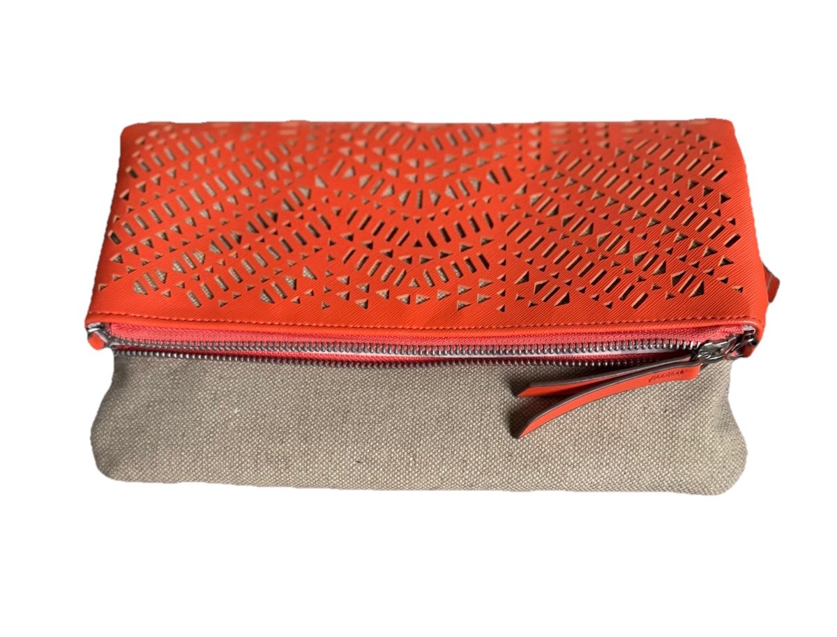 Stella & Dot Crossbody Purse Waverly Petite Foldover Cutout Orange Cutout *T7