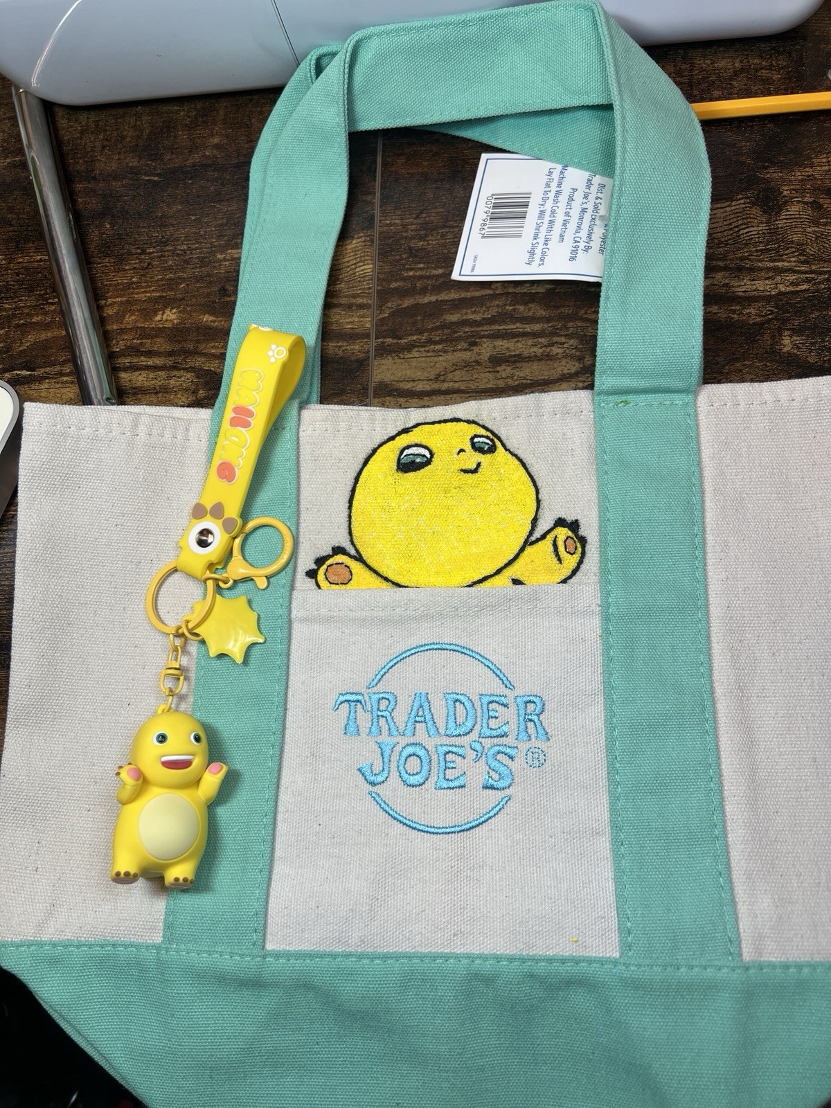 Customized trader joes mini canvas tote bag green With Nailong Character