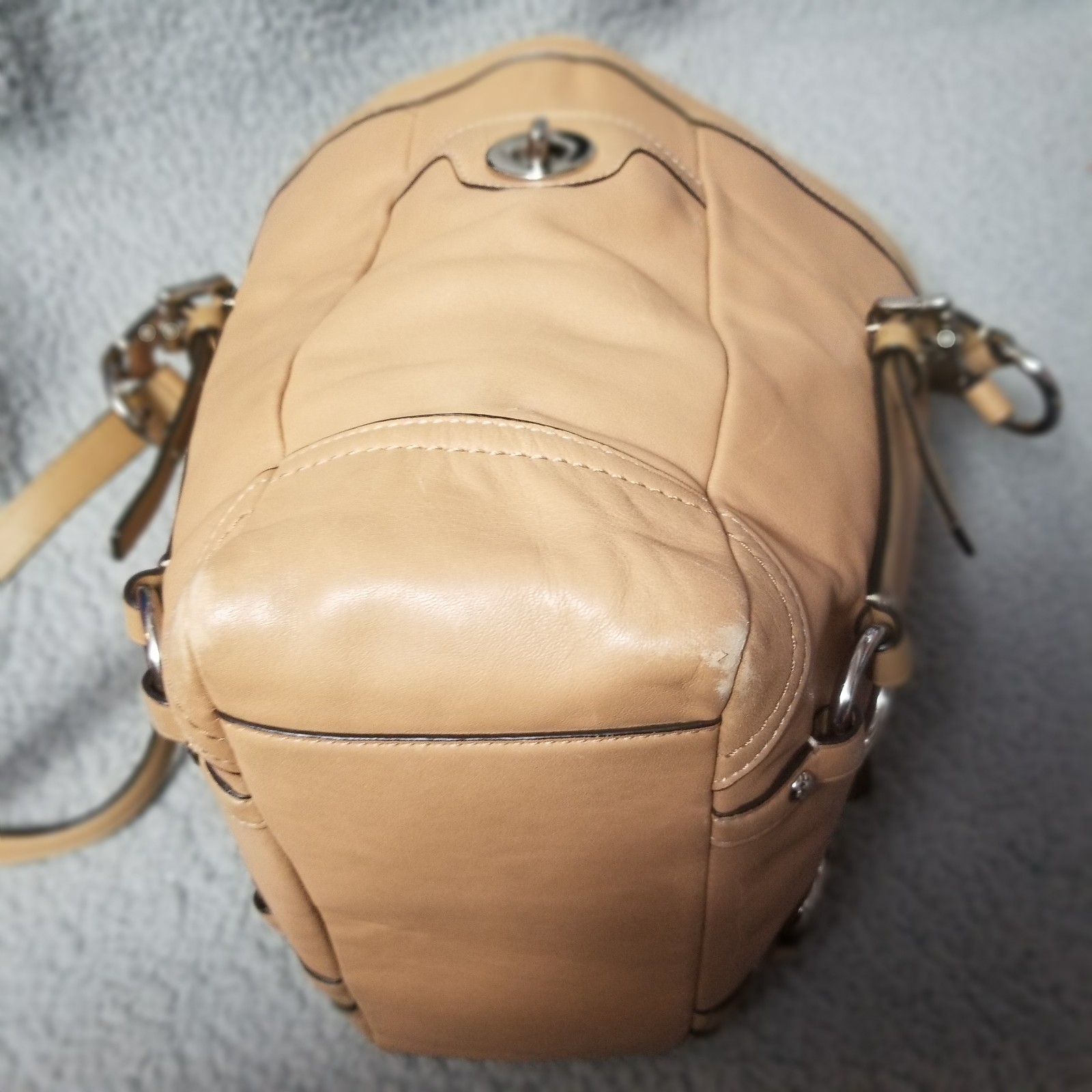 Coach Gallery Lunch Tote Black Leather Purse Handbag K0720-F11524 Cream Leather