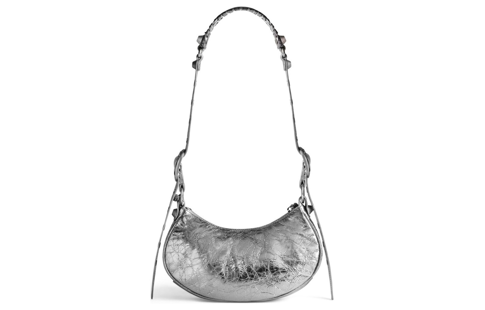 Balenciaga Le Cagole Shoulder Bag Xs Metallized Silver 10.2 x 3.9 x 6.3 in
