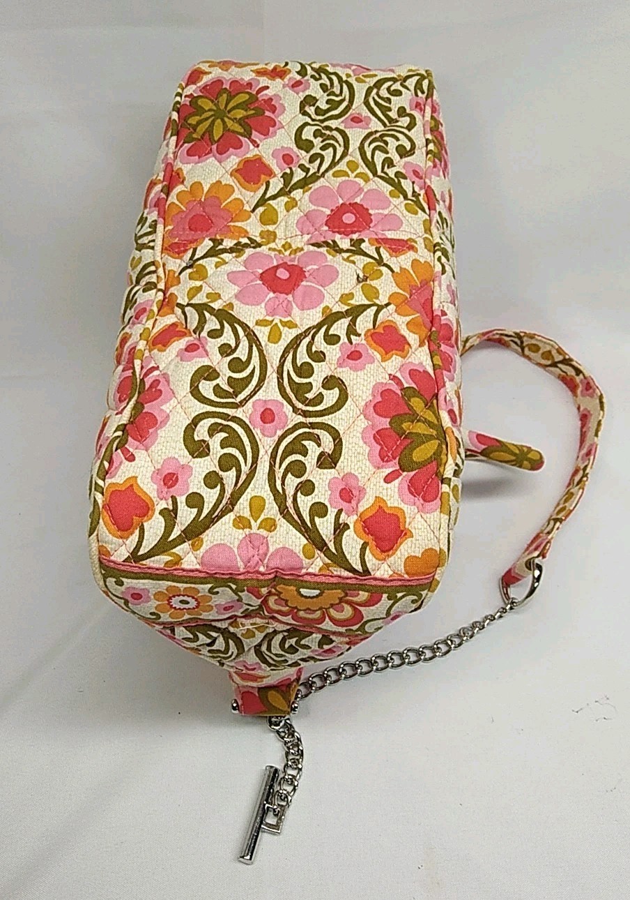 Vera Bradley Chain Bag Shoulder or Crossbody Folkloric Daisy Floral Chrome EUC