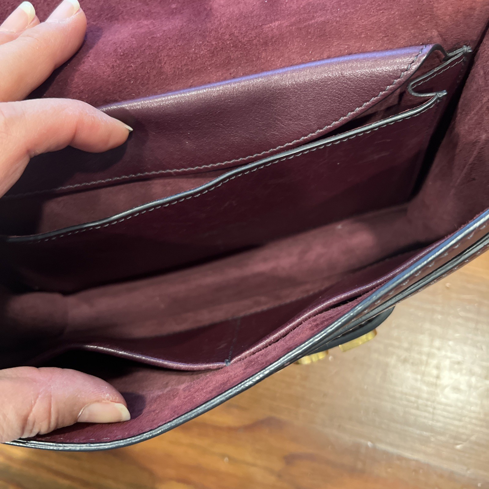CHRISTIAN DIOR Logo J’ADIOR Chain Shoulder Bag Clutch Wine Leather GHW Italy