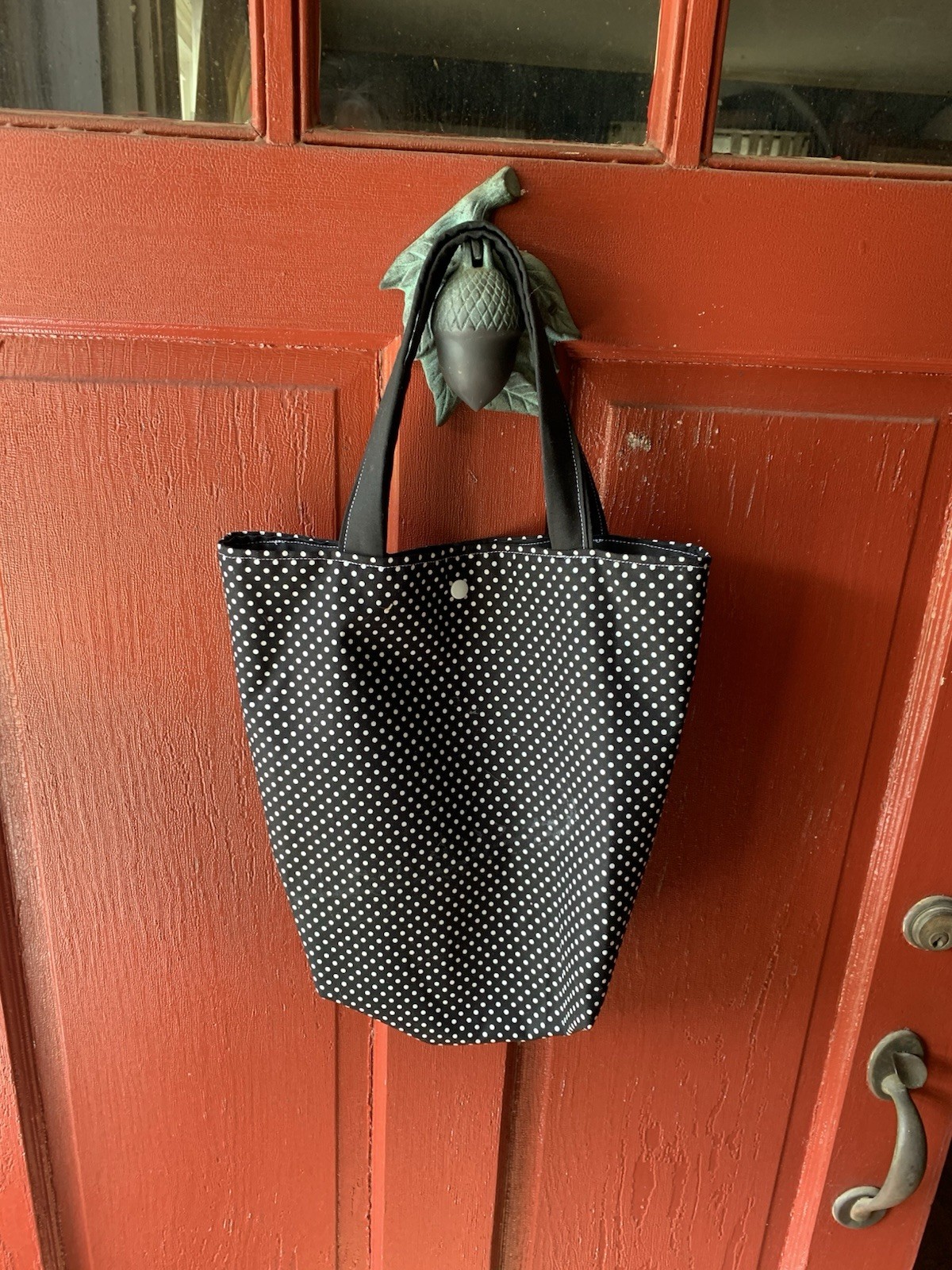 Black with White Polka Dots Cotton Tote.