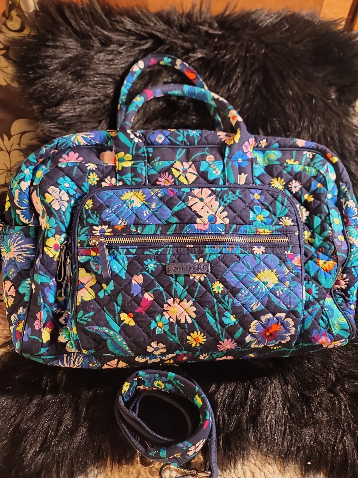 Vera Bradley Iconic Compact Weekender Travel Bag/Moonlight Garden Floral