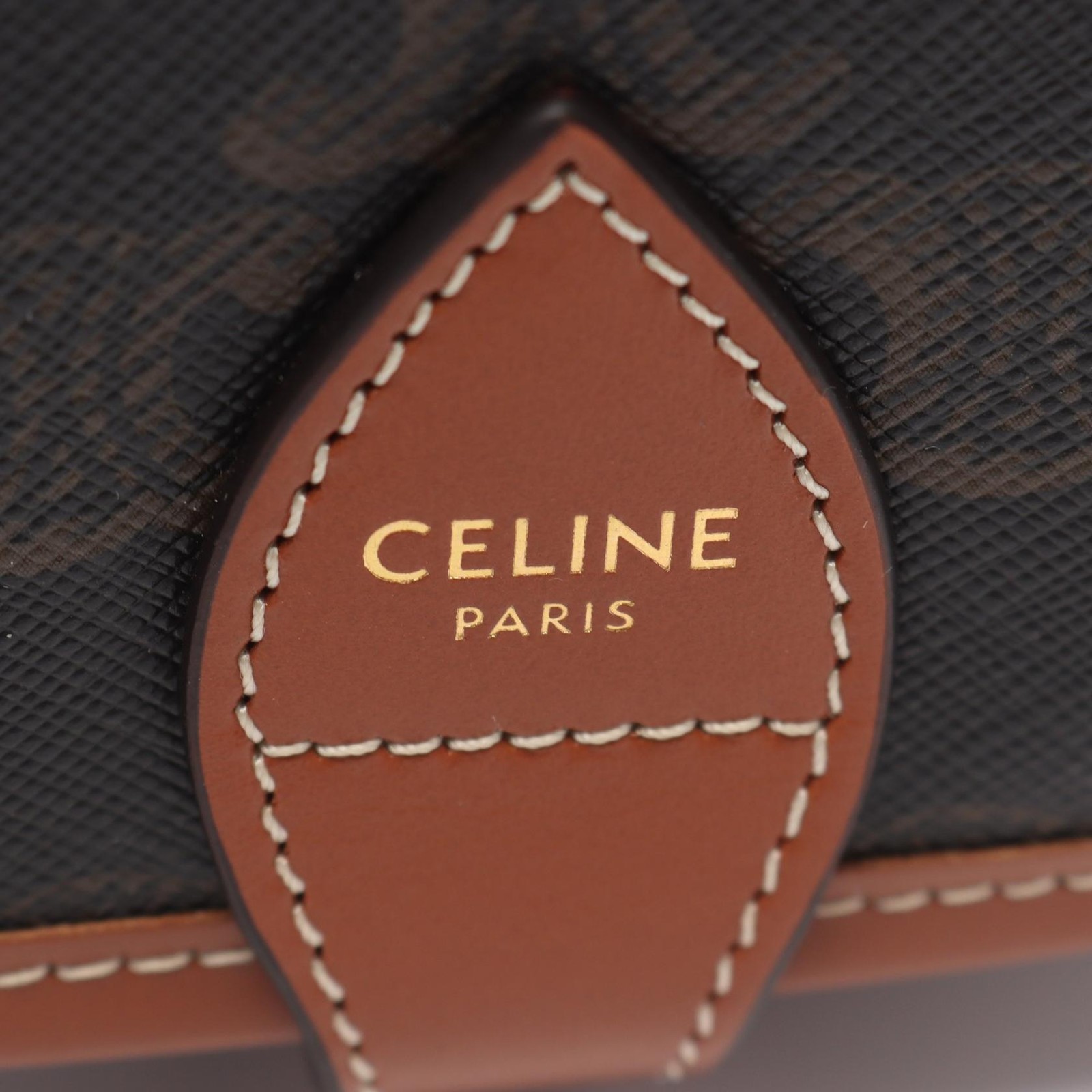 CELINE Triomphe Medium Bag 191502BZJ04LU Shoulder Bag Black Brown #MMB3397