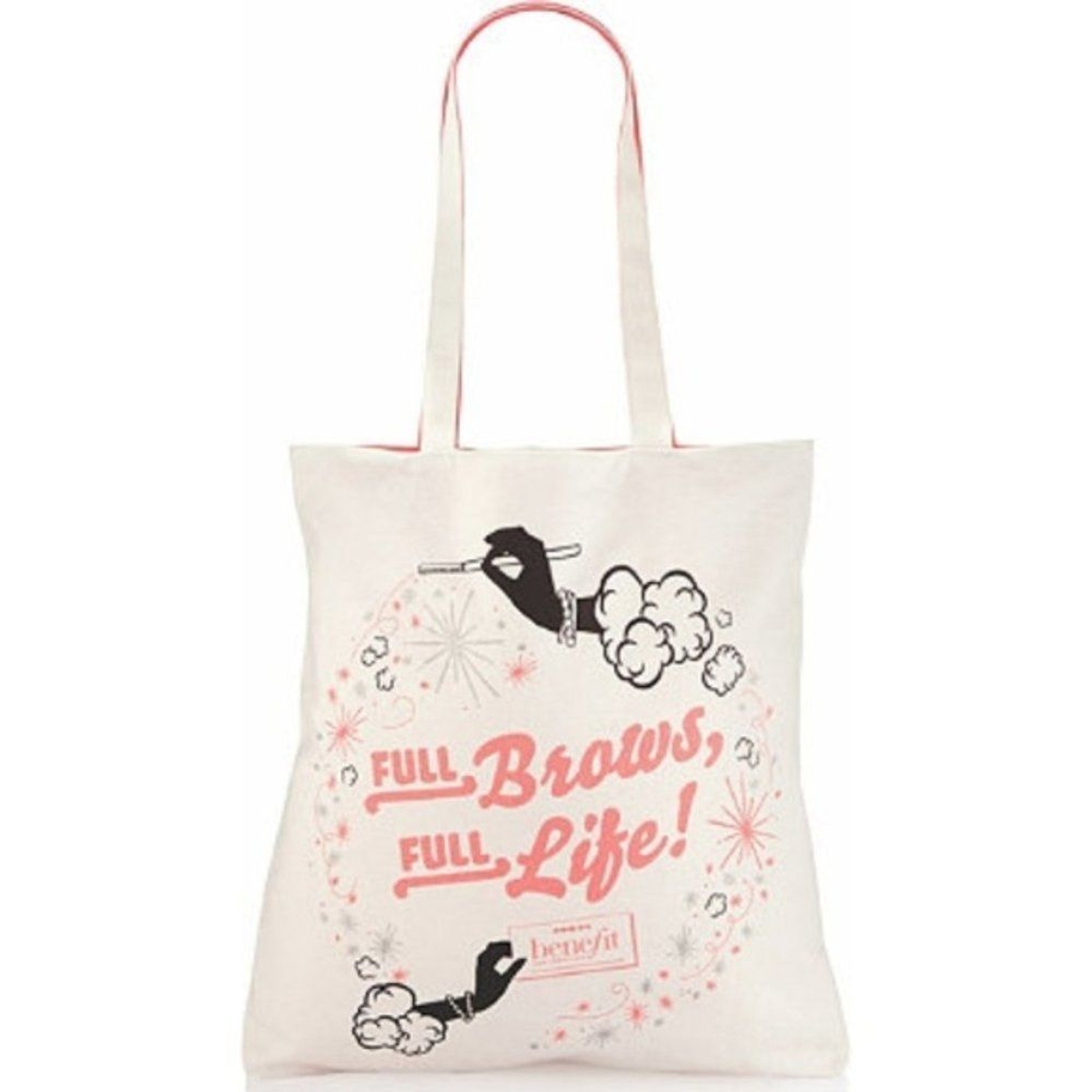 Benefit Canvas Tote Bag Full Brows Full Life NWT