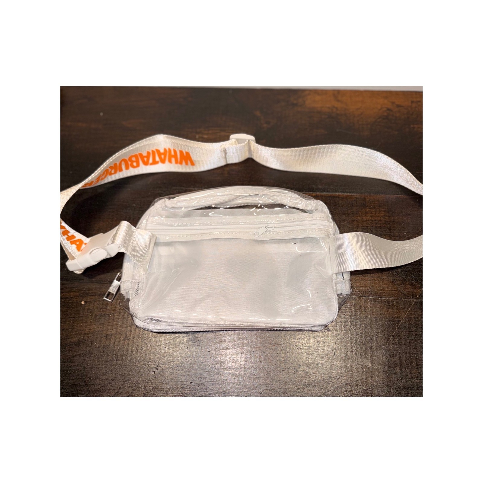 Whataburger White Clear Mesh Fanny Pack Waist Bag Belt Bag Orange W Logo
