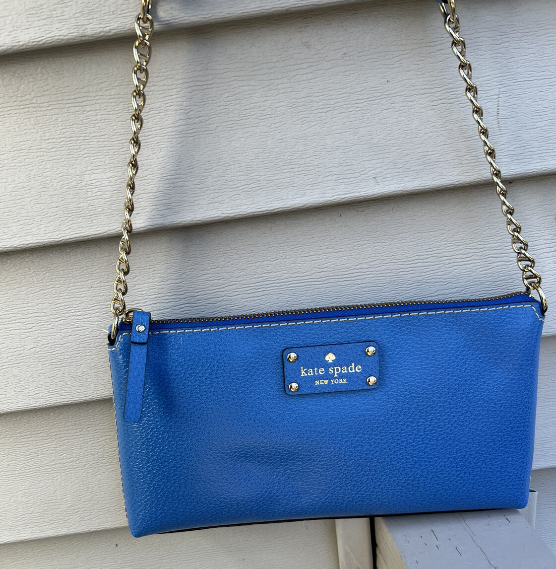 NWT Kate Spade Wellesley Byrd Leather Purse With Gold Chain Handbag omegablue