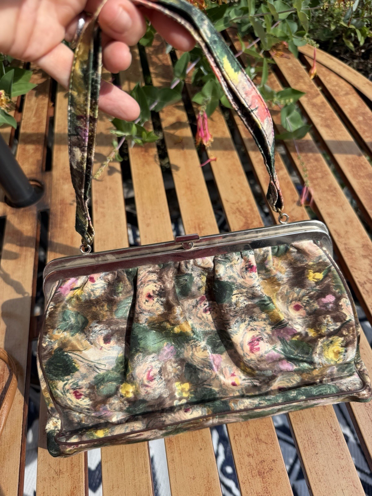 Rolfs Small Floral Multicolor Shoulder Bag Pink Lining